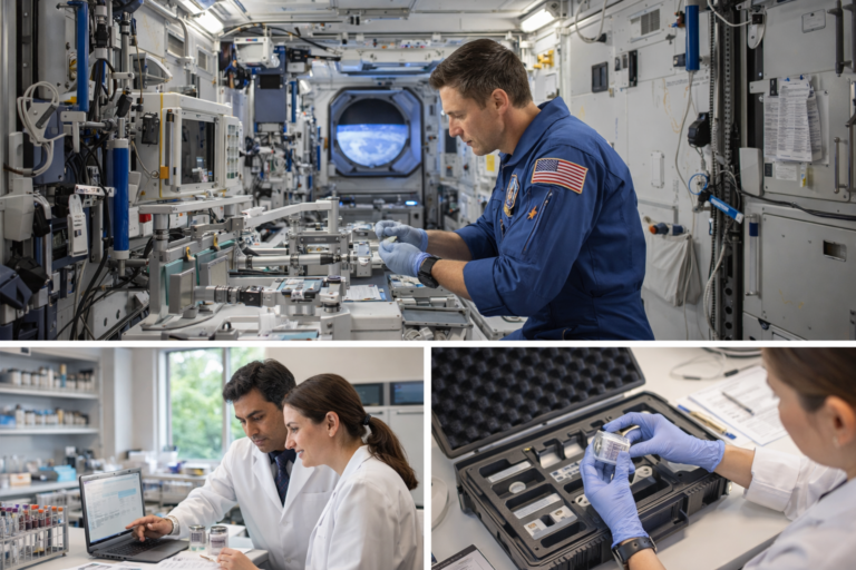 Space research - ISS experiments and ground-based research